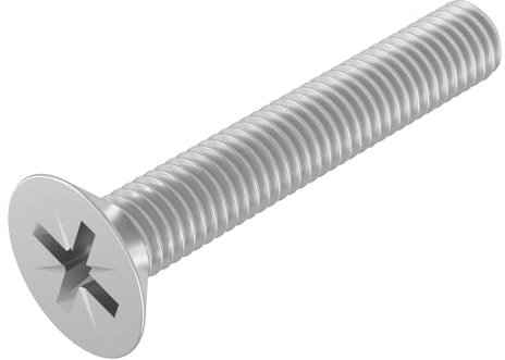 SECCARO Tornillo avellanado M4 x 25 mm, acero inoxidable V2A VA A2, DIN 965, Phillips / PZ, rosca completa, 20 unidades