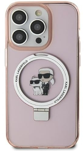 KARL LAGERFELD KLHMP15MHMRSKCP Hülle für iPhone 15 Plus 6.7/'' Rosa hardcase Ring Stand Karl&Choupettte