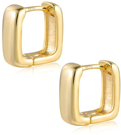 ALEXCRAFT 14K Eckige Creolen Gold Ohrringe Vergoldete Geschenk für Frauen Freundin Mama Mädchen
