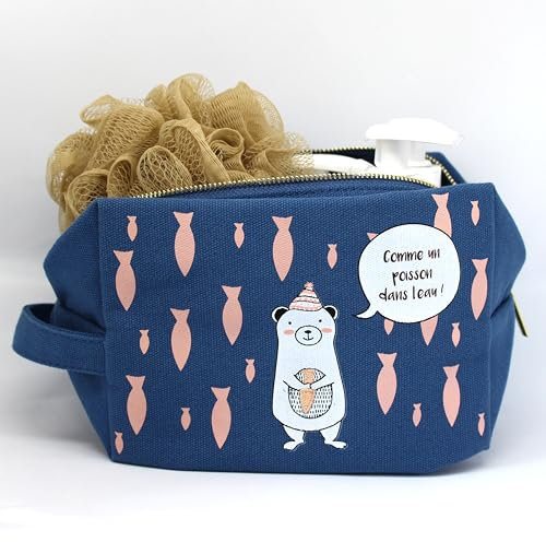 Trousse de Toilette Enfant Ours - Rangement Produits Hygiène, Brosse à Dent - Fermeture Éclair Facile - Trousse Enfant, Ado Indispensable - Format Voyage, École - French Tendance