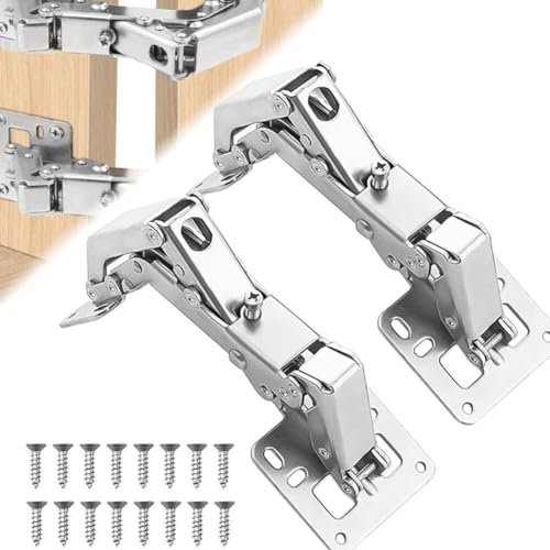 2 Pcs Cabinet Hinges Adjustable 170 Degree Page Turning Axis Concealed Door Hinges Heavy-Duty Invisible Hinge Concealed Hinge Repair Kit for Kitchen Cabinet Door
