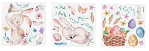 Abaodam 3stücke Teiliges Wandtattoo Mit Wasserfarben-hase Für Ostern Selbstklebende Aufkleber Für Kreative Wohnraumgestaltung Für Kinderzimmer Und Fensterdeko