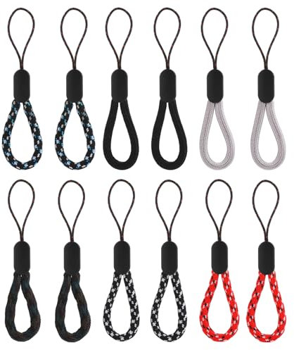 Amabro Adjustable Lanyard Finger Strap Wrist Lanyard Ring Lanyard Short Rope for Cell Phones, Phone Cases, Keys, Cameras, Etc(12PCS Multicolor)