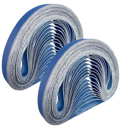 GZKTY Lot de 35 bandes abrasives en corindon de zirconium 13 x 475 mm - 5 x 60/80/100/120/180/240/320 - Pour bois, métal, pierre, plâtre, carrelage en céramique et plastique