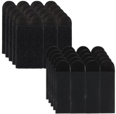 tinshow Tiras resistentes para colgar cuadros, 20 pares (40 tiras) – Cinta adhesiva de montaje de gancho y bucle sin daño, negro (M), ideal para el hogar, oficina y decoraciones navideñas