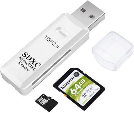 AIYEEN USB2.0 SD/TF Card Reader, USB 2.0 480Mbps Dual Slot OTG Memory Card Adapter for TF/Micro SD/SD/SDXC/Micro SDXC/Micro SDHC Memory Cards, Compatible with MacBook Pro/Air (White)