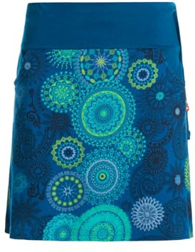 Vishes kurzer Damen-Rock mit Mandalas I Größe 34-48 I Handgefertigt aus 100% Baumwolle I Rock mit Taschen I Ideal für warme & kalte Monate I Nachhaltige Alternative Bekleidung