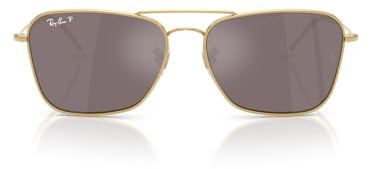 Ray-Ban RBR0102S Caravan Reverse Square Sonnenbrille, Gold/Polarisiertes Rosa, 61 mm