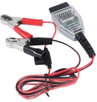OBD II Car ECU Memory Saver Cable with Clip, Battery Tester Power Off Memory Saver,ECU Emergency Power Supply Battery Replacement 12V