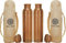 Lot de 2 bouteilles d'eau en cuivre pur de 1000 ml avec avantages ayurvédiques - Avec sac de transport pour boire, couvercle anti-fuite - Grand récipient en cuivre fabriqué à la main pour salle de