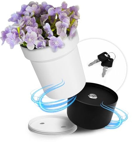 Blumentopf-Safe von growpile als Geldversteck, Schlüsselversteck, für Schmuck und vieles mehr nutzbar,ideale Tarnung,Tresor innerhalb des Behälter, weiss und von aussen unsichtbar, incl. Kunstblumen