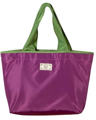 heavenlife Einkaufstasche Faltbar Schwarz, Faltbare Einkaufstaschen mit Angebrachtem Beutel, Wiederverwendbare Einkaufstüten, Waschbar Shopping Bag für Einkauf Reise Ausflug (Lila)