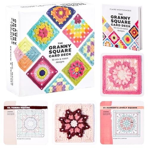 ZDNT Granny Square Häkel-Karten,50x häkeln, mixen und matchen.Granny Squares Häkeln Buch,Granny Square Card Deck,Mit Häkelschrift und Foto zu jedem Granny Square und praktischem So-geht's-Booklet