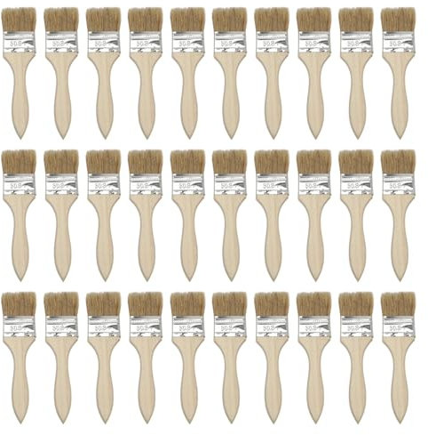 30pcs Paint Brush Chip Paint Brushes Paint Brush Woodenhandle 2 Inch Paint Brush Glue Brush Paint Brushes Decorating Touch-up Stain Brushes for Furniture Painting Walls, Ceilings,Glues,Woodwork
