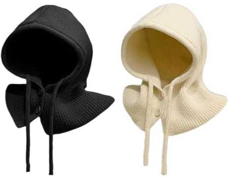 CVDYWDJIE 2 Stück Gestrickte Schals, Damen-Kapuzenschals, Warme Wintermützen, Kreative Kapuzenschals, Warme Outdoor-Mützen