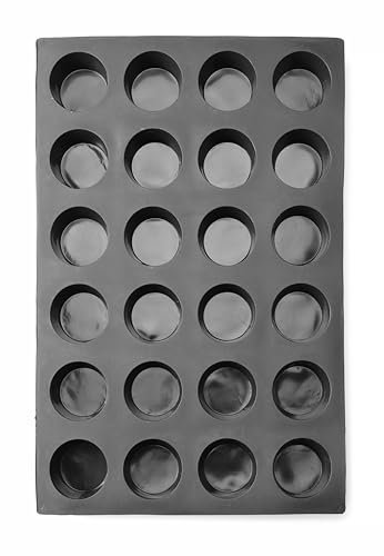 HENDI Moule en silicone cylindrique, antiadhésif, pour la cuisson, la congélation et les monoportions: -30 à 230°C, 24 cavités rondes ⌀7cm pour muffins, madeleines, 570x375x(H)40mm