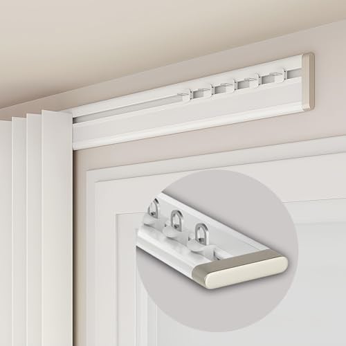 Stumme Vorhangschiene, 6 mm (0.2 in) ultradünne Vorhang-Schiene, Aluminium-Schiene für Decken- oder Wandmontage, glatt gleitend, ohne die Öffnung der Fenster innen und außen zu beeinflussen(1.90m/6.2