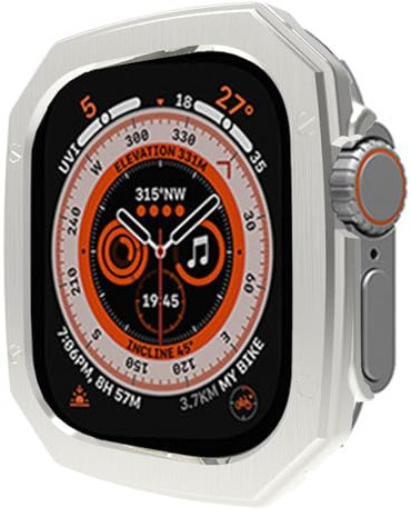 KDEGK Custodia lucida per placcatura PC per Apple Watch Ultra 49mm 8 7 41mm 45mm Paraurti per IWatch Series 6 SE 5 4 40 44mm Bazel Cover protettiva(Silver,45MM)