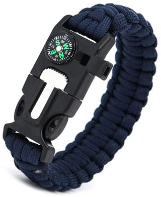JUYAXIN Taktische Survival-Armbänder, Paracord-Armbänder, Kompass, Pfeifen, Multi-Tool für Wandern, Reisen, Camping, 25,5 cm, Nylon