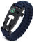 JUYAXIN Pulseras tácticas de supervivencia al aire libre, pulseras de cuerda de paracaídas, brújulas, silbatos, multiherramienta para senderismo, viajes, camping, Nailon