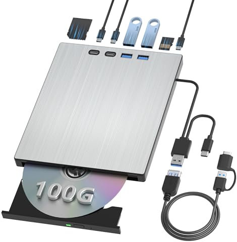 juwuoi Unidad Blu ray externa para portátil, grabadora Blu Ray USB 3.0 tipo C, CD/BD, compatible con 100 G Bluray/DVD para PC, compatible con Windows, Linux, Mac OS