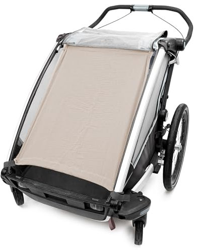 Priebes Sonnensegel für Fahrradanhänger 2 Kinder- UV-Schutz 50+ - Sonnensegel für Fahrradanhänger Lastenanhänger - Optimale Luftzirkulation - Waschbar - 100% Baumwolle - Einfache Befestigung