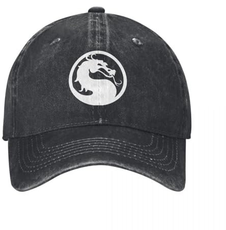 UIOPPIOS Vintage Kombat Mortal Baseballmützen Unisex-Stil Distressed Baumwolle Snapback Hut Outdoor-Aktivitäten Verstellbare Hüte Kappe