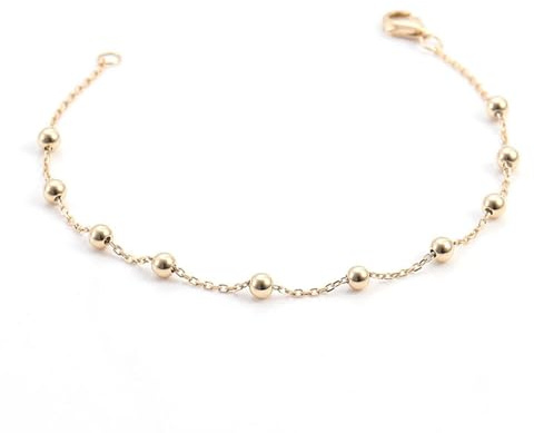 Armband 750 Gold Damen, Armband Damen 18 Karat Gelbgold Perlen Armbänder Modeschmuck Größe 18cm