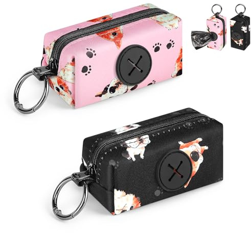 2 Pezzi Porta Sacchetti Cacca Dispenser Porta-sacchetti Cane da Guinzaglio per Escrementi Cani con Moschettone può Contenere 3-4 Standard Rotoli di Distributore Cacca Sacchetti per Portare a Spasso(B)