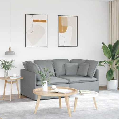 HFXHIJXQ Modulares Ecksofa Hellgrau 200x100 cm Stoffbezug Metallgestell mit 8 Kissen Modernes Design Robuste Eckcouch für Wohnzimmer Küche Büro