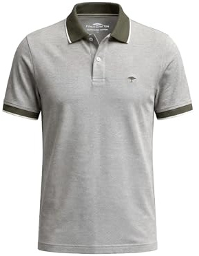 FYNCH-HATTON Poloshirt aus Baumwolle mit Strukturmuster und Kontrastkragen Dark Khaki/L