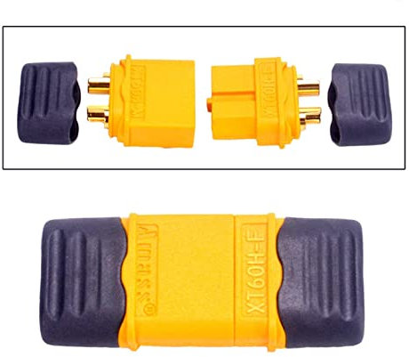 VUNIVERSUM 2 Paar (4 Stück) Original Premium XT60H XT60 Goldstecker Stecker Buchse Male Female inkl. Kabel Schutzkappen 2Pin Verpolsicher Hochstromstecker für Lipo Akku RC