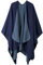 Shmily Girl Damen Poncho Habe Gestrickt Überdimensionalen Decke Kap-Schal (Navy Blue 2)