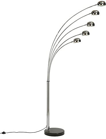 cagü XL Design Retro Lounge Bogenlampe TULIPA Chrom glänzend mit Marmorfuß Schwarz 200cm Höhe Stehlampe