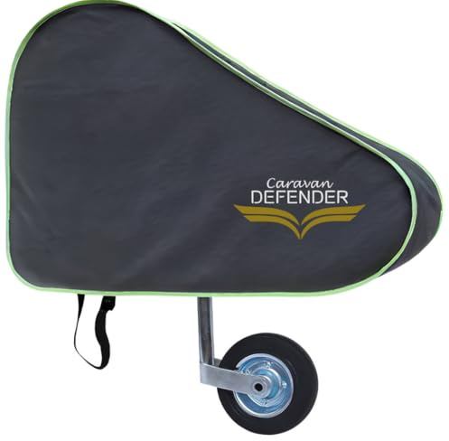 Caravan Defender Tow Hitch Cover | Universal Waterproof Trailer Hitch Protector with Strap – Towing Accessory for Caravans and Trailers (Dark Grey/Green Trim)