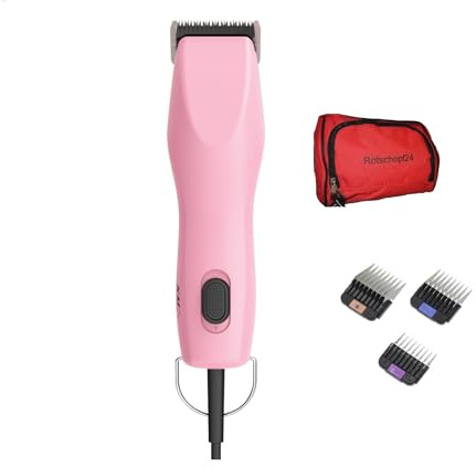 Rotschopf24 Edition mit Tasche: KM2+ Hunde Schermaschine pink + 3 Metallaufsteckkämme. 44013