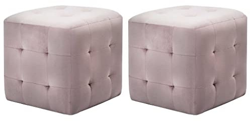 vidaXL 2X Pouf Sitzhocker Fußhocker Sitzpouf Puff Sitzpuff Fußbank Hocker Sitzwürfel Fußschemel Ottomane Polsterhocker Rosa 30x30x30cm Samtstoff