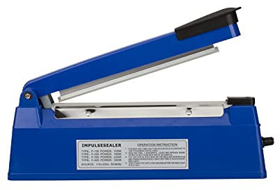 Heat Sealer, Impulse Plastic Bag Sealer, Manual Seal Food Packing Machine, Heat Sealing Applicable with Replacement Kit, Metal/ABS 350W (Blue, 8)