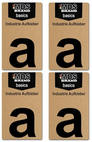 Basics von MDS Brand, 10cm Buchstaben Aufkleber, 4 Stück, Glänzend, Buchstaben zum aufkleben, Wetterfest klebebuchstaben (a, Schwarz)