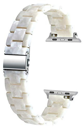 Juntan Cinturino smart compatibile per Apple Watch 42mm 44mm iWatch Series 6 SE Series 5 4 3 2 1 cinturino sportivo in resina bianco perla