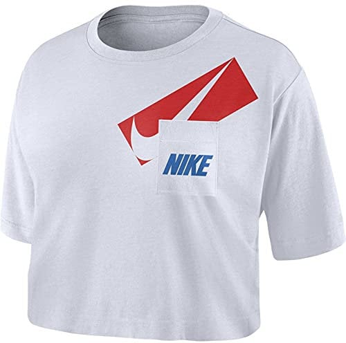Nike DC7189-100 W NK Dry GRX Crop TOP T-Shirt Womens White/(Black) S