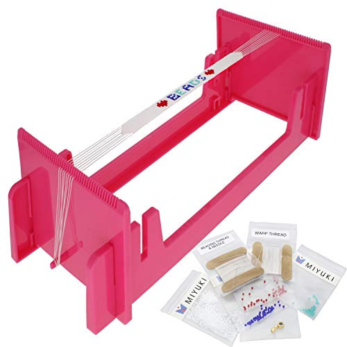 The Beadsmith LoomEEZ Kit de Métier à tisser Japonais avec métier à tisser réglable, perles de verre Miyuki, fil et aiguille, fil de chaîne, ceintures, et plus encore