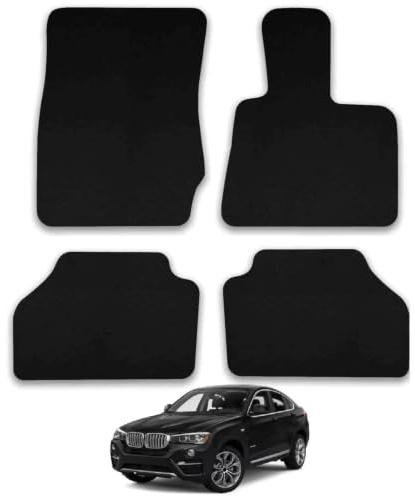 Compatible with Car Mats for BMW X4 (2014-2018) Carpet | Black Edge Trim Tailored Fit Floor Mats Full Coverage Protection Accessories Easy Clean Anti Slip Made in the UK