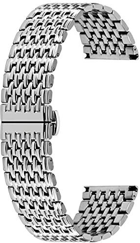 Kai Tian Konisches Armband für Männer Frauen Edelstahl Uhrenarmband 22mm Bereitstellungsschnalle Silber