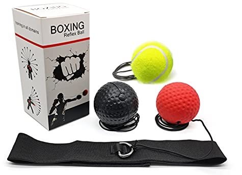 Reflexball, Boxtraining Ball mit Kopfband, 3 Schwierigkeitsstufen, für Geschwindigkeitstraining