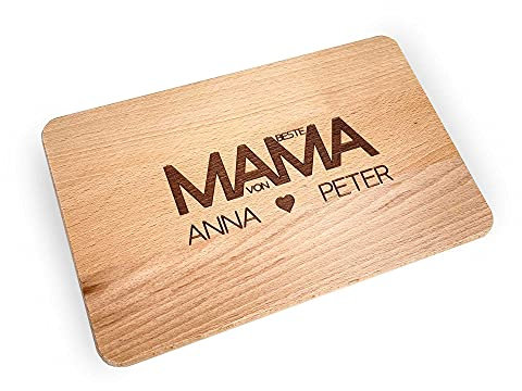 KATINGA Frühstücksbrett für Mama zum Muttertag/Geburtstag (MAMA personalisiert)