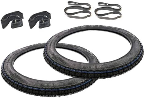 Reifen + Schlauch + Felgenband Set 2.50 x 19 Zoll – passend für Zündapp, Hercules, Kreidler, Puch, DKW, Simson, Yamaha DT 50 M, Kawasaki KLX 125 C & mehr (23x2,50)