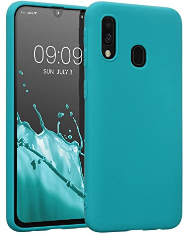 kwmobile Hülle kompatibel mit Samsung Galaxy A40 Hülle - weiches TPU Silikon Case - Cover geeignet für kabelloses Laden - Petrol matt