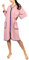 Aquarti Womens Bathrobe Dressing Gown With Zipper Housecoat Light 3/4 Sleeves, Powder Rose, 6XL