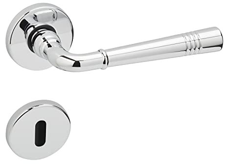 SOTECH 1 Set Türgriffgarnitur FREJA Chrom poliert Buntbart (BB) Türbeschlag auf Rund Rosettengarnitur Türklinke Vintage mit Befestigungsmaterial